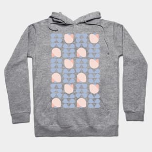 Retro Geometric Floral Pattern 1 in Ice Blue and Rose Hoodie